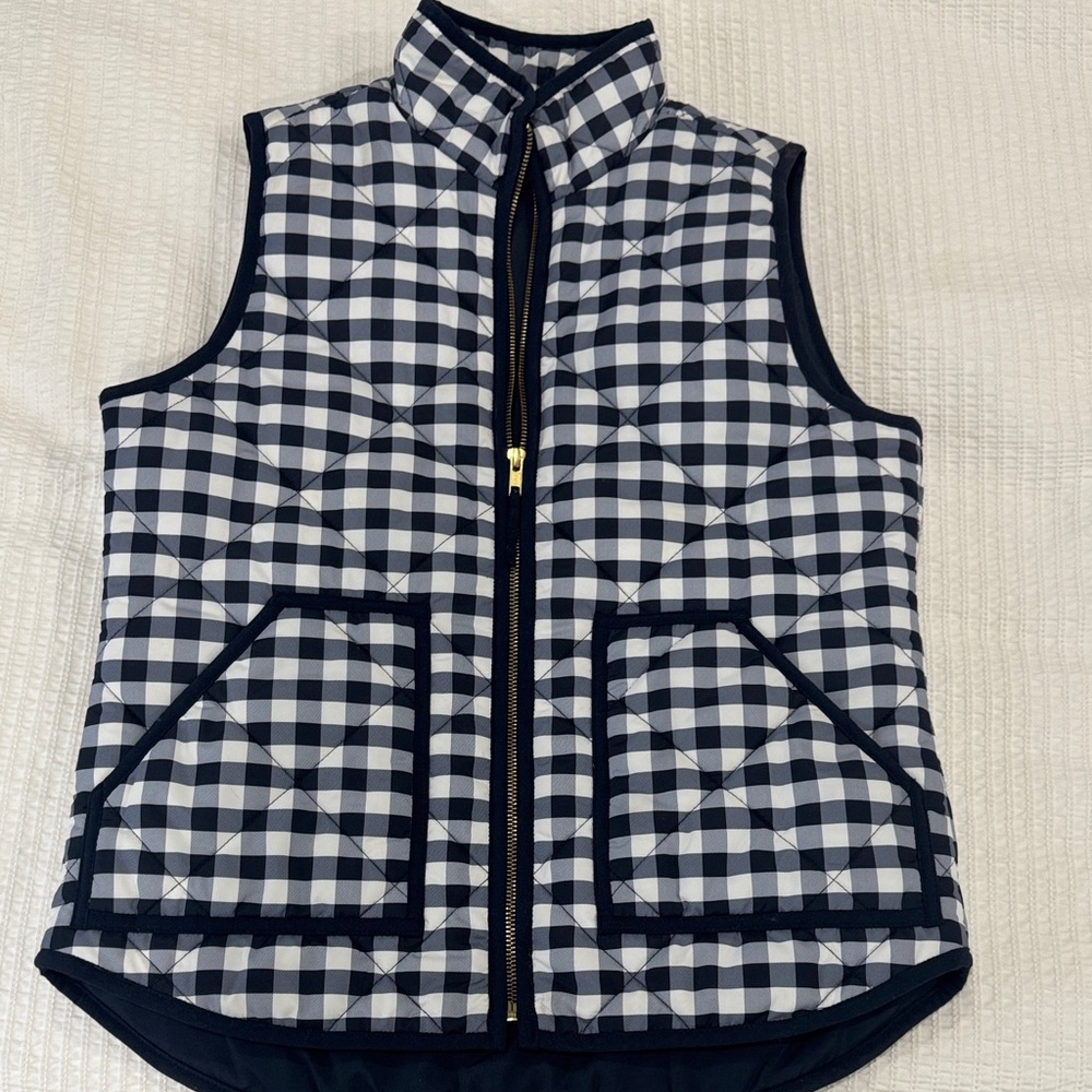 J. Crew Factory Navy and White Checkered Vest